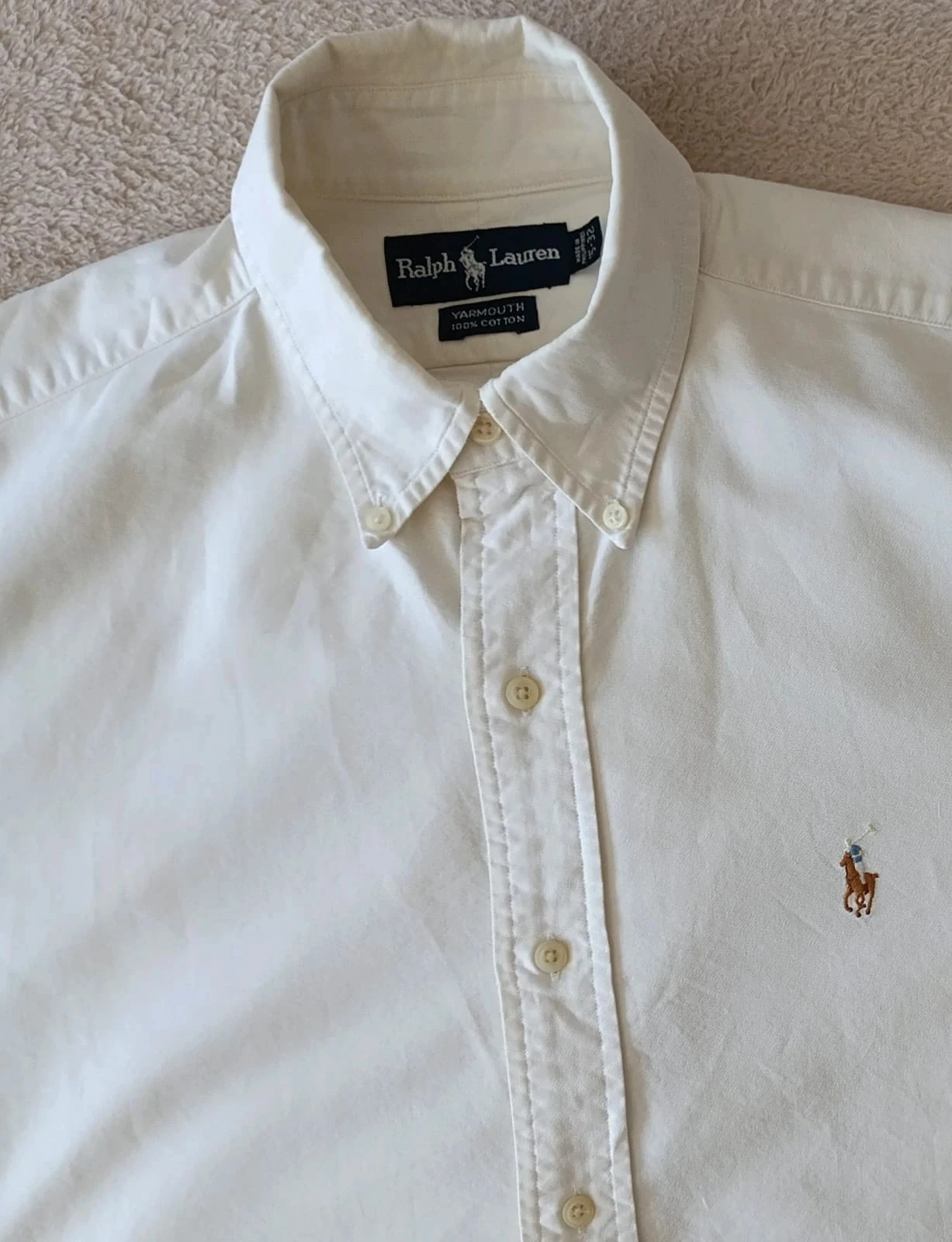 Camisa Ralph Lauren Vintage Yarmouth branco-acinzentado mangas curtas Tamanho 15/32 – photo 5